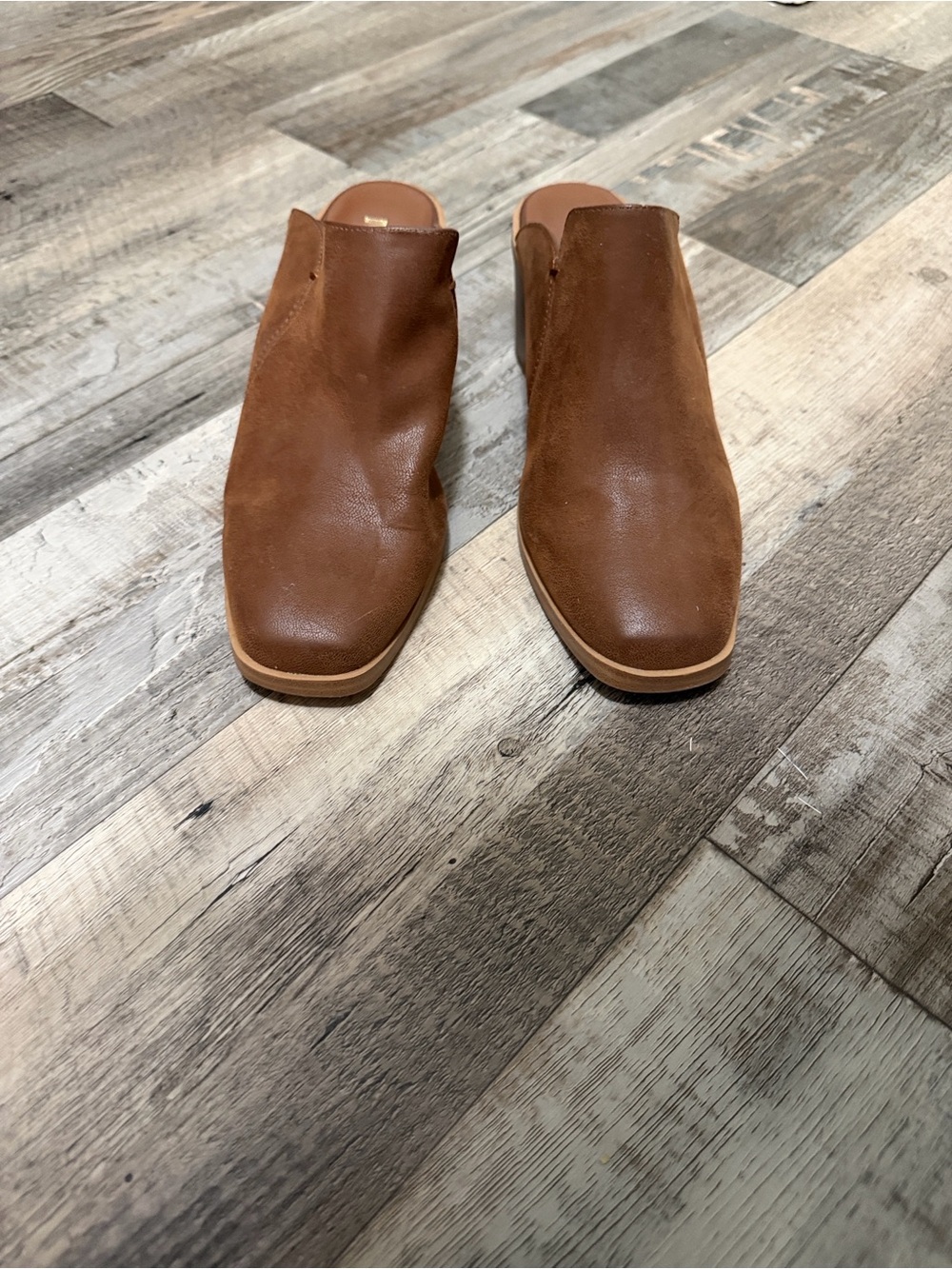 MIA Tan Brown Leather Mule Clogs